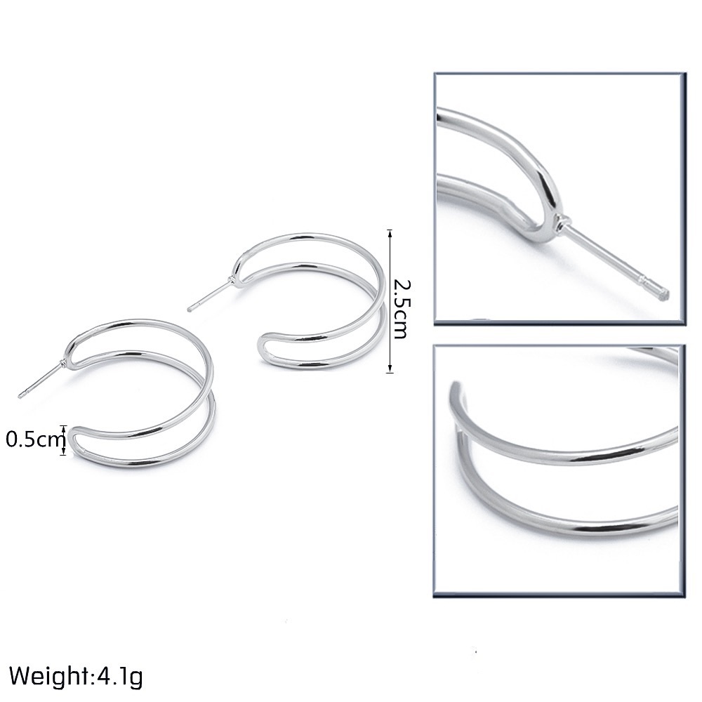 3/$30 - Silver 3/4 Hollow Wire Stud Hoops - Picture 7 of 8